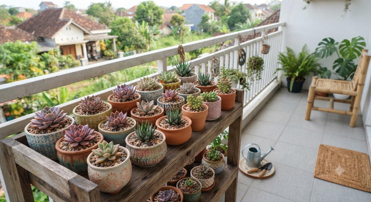 Tanaman yang Cocok Ditanam di Pot Tanpa Lubang sebagai Solusi untuk Balkon Minimalis Model Sukulen