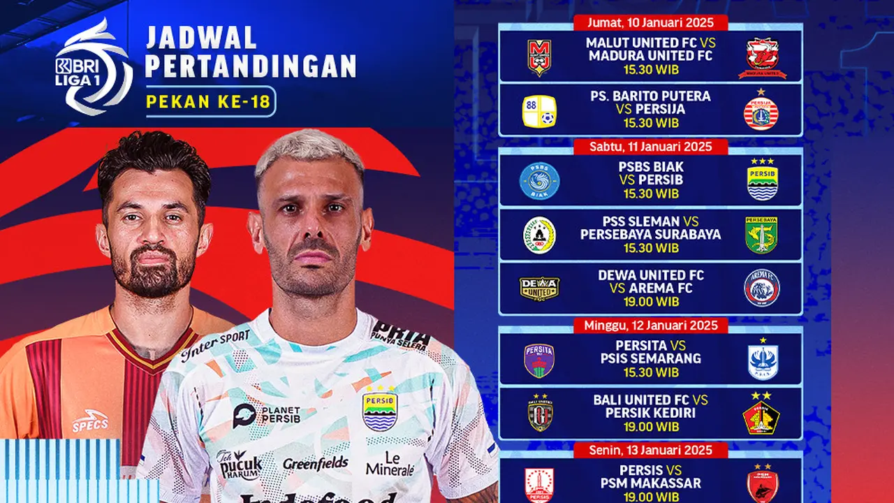 Jadwal Pertandingan BRI Liga 1 2024/25 Matchweek 18 di Vidio Pekan Ini