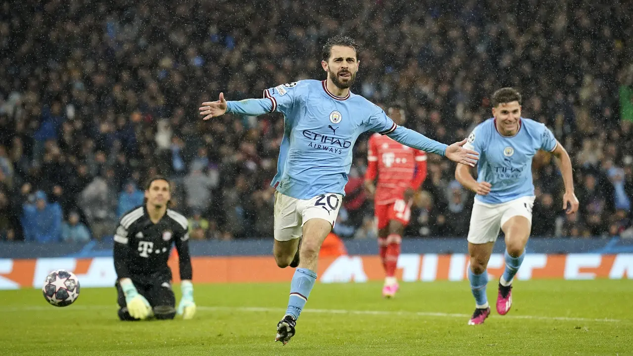 Foto: Manchester City Gasak Bayern Munchen di Leg Pertama Perempatfinal Liga Champions, Erling Haaland Kembali Cetak Rekor