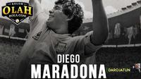 Diego Maradona, sang legenda dirindukan karena warna-warni kehidupan yang ditorehkannya saat berkarier di Italia dan timnas Argentina. (Bola.com/Adreanus Titus)