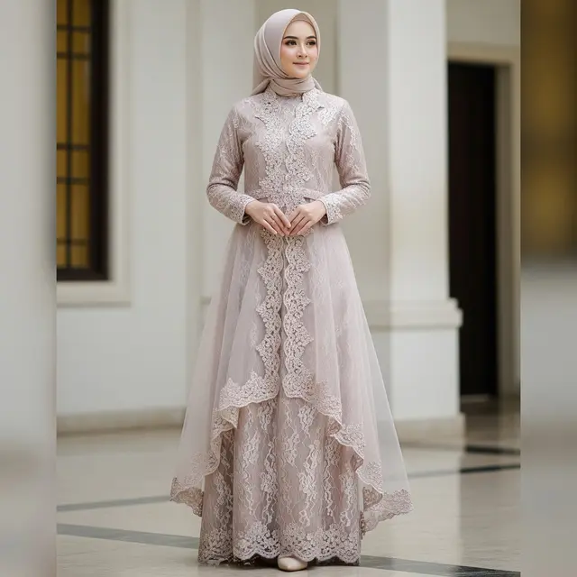 9 Model Gamis Kombinasi Brokat Organza, Pilihan Anggun dan Glamor