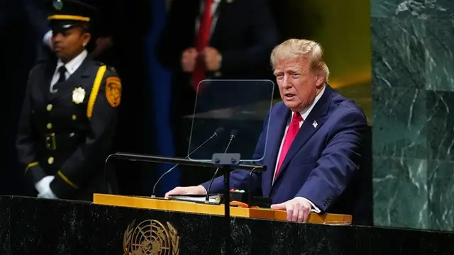 Presiden Amerika Serikat Donald Trump saat berpidato di Sidang Majelis Umum PBB, Selasa (22/9/2026).