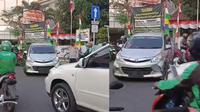 Mobil lawan arah diadang polisi (Instagram/@dashcamindonesia)