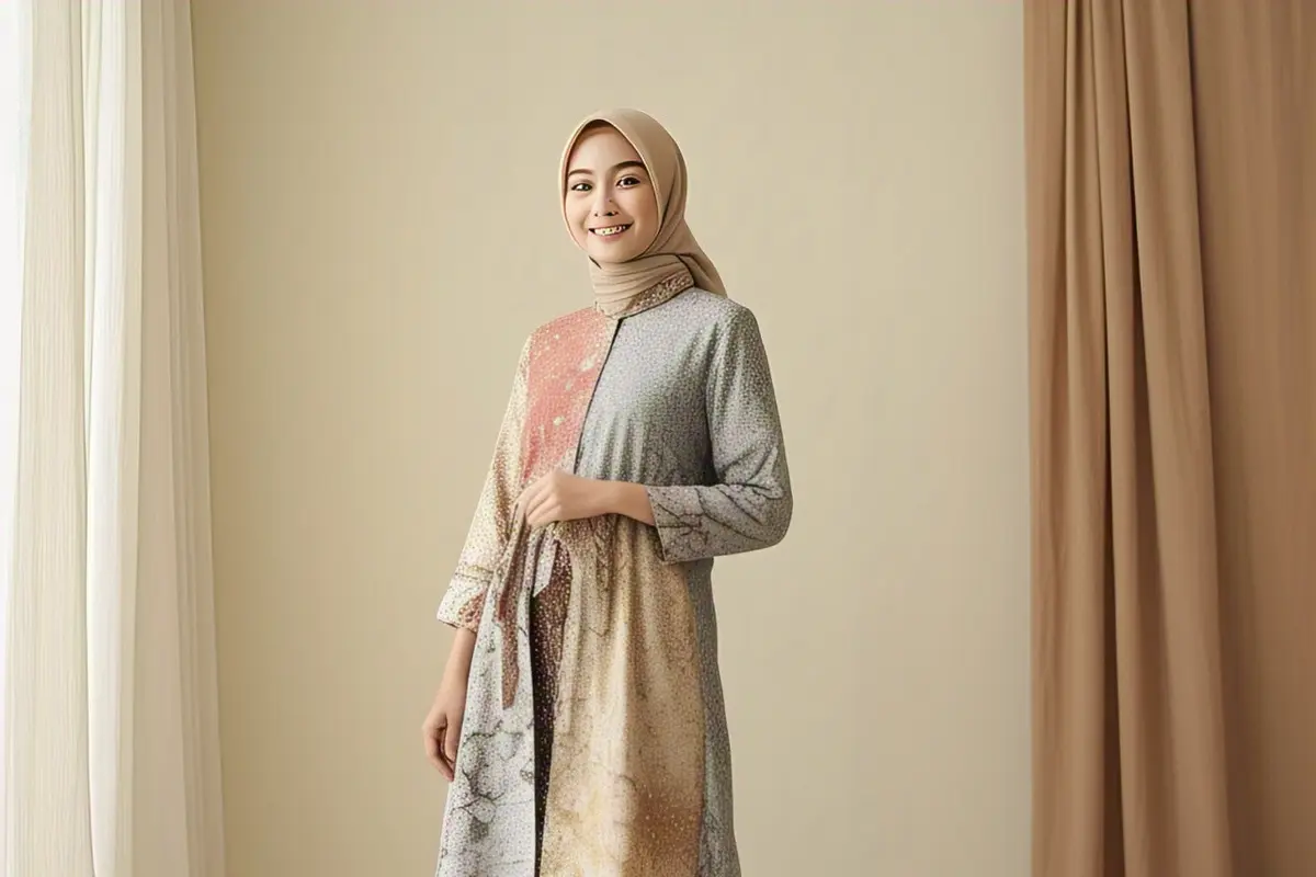 Tips Memilih Hijab & Sandal untuk Lengkapi Model Gamis Batik di Acara Resmi/Ilustrasi gambar oleh AI