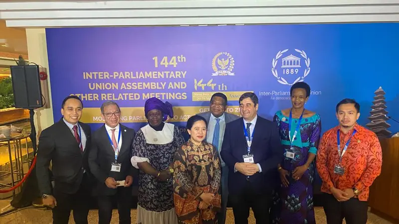 Sidang Inter-Parliamentary Union (IPU) 144 yang digelar di Bali International Convention Center (BICC) Nusa Dua, Bali pada 20 Maret 2022.