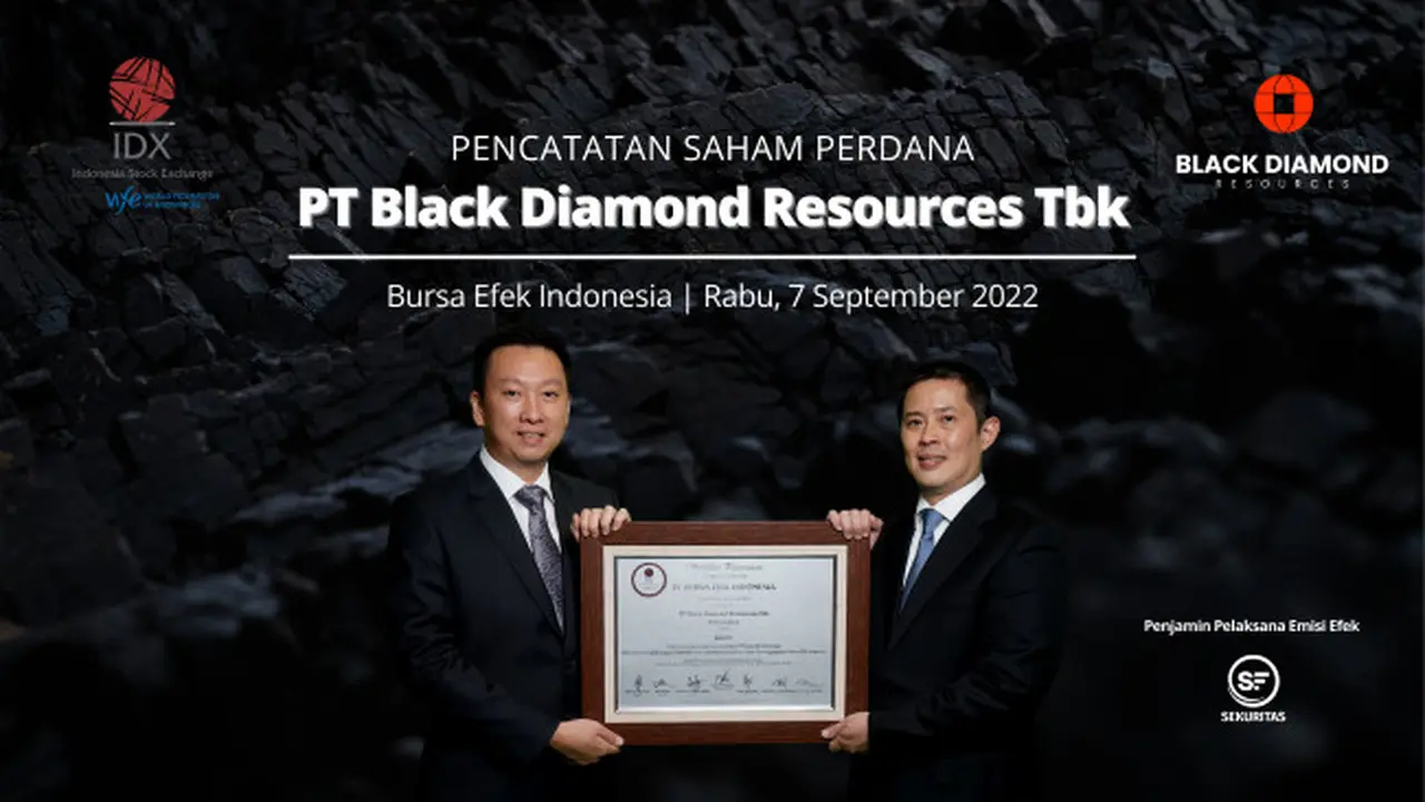 Pencatatan saham perdana PT Black Diamond Resources Tbk (COAL), Rabu, (7/9/2022) (Foto: BEI)