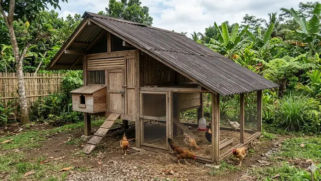 Desain Kandang Ayam dengan Area Umbaran Mini (Foto: Gemini AI)
