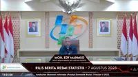 Deputi Bidang Neraca dan Analisis Statistik BPS Moh Edy Mahmud dalam konferensi pers, Senin (7/8/2023). BPS mencatat pertumbuhan ekonomi Indonesia triwulan II-2023 terhadap triwulan II-2022 tumbuh sebesar 5,17 persen (y-on-y).