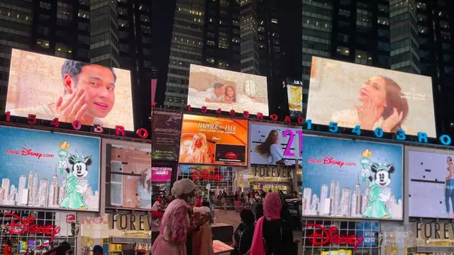 Raffi Ahmad dan Nagita Slavina terpampang di Billboard Times Square New York City