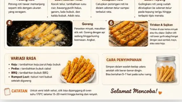 Resep Stik Roti Tawar Gurih untuk Camilan Rumahan (AI)
