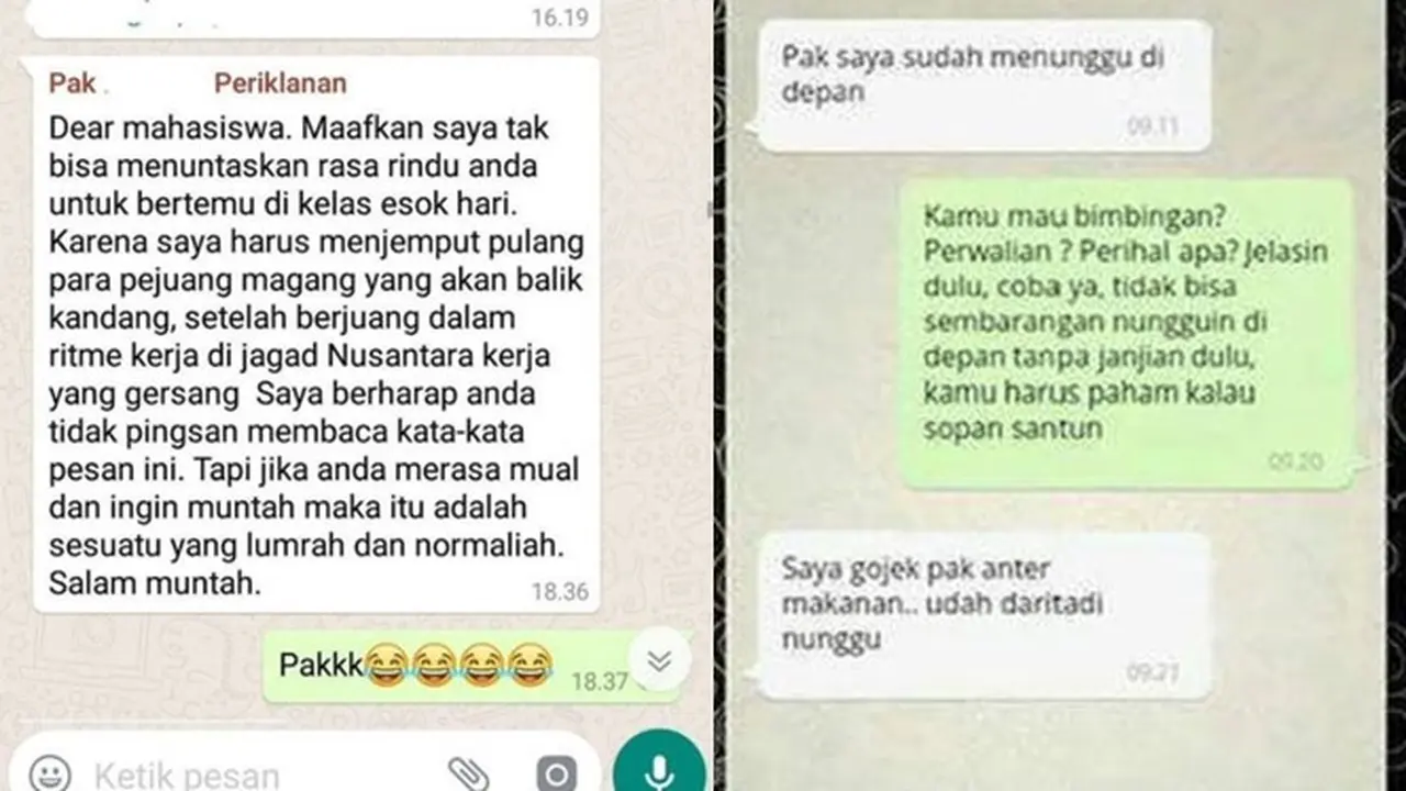 6 Chat Dosen Panjang Lebar ke Mahasiswa Ini Bikin Ngakak