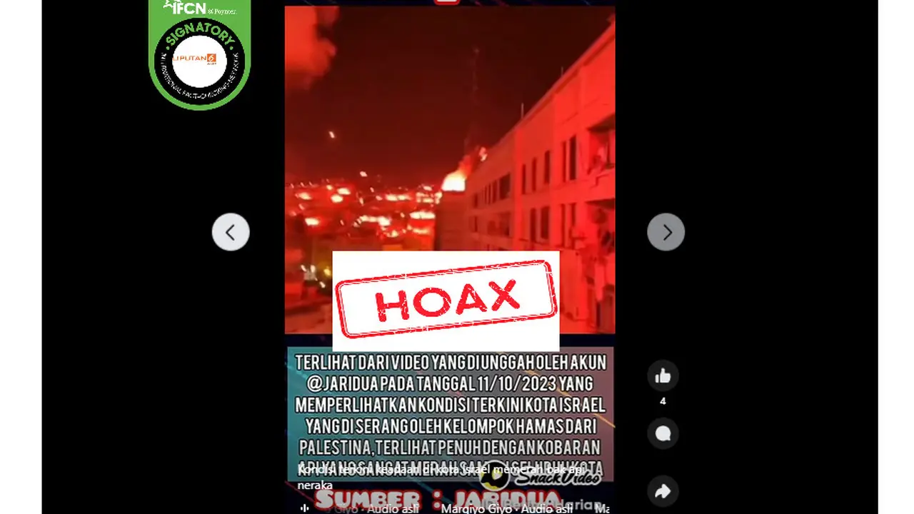 Tangkapan layar salah satu video hoaks seputar kondisi Israel