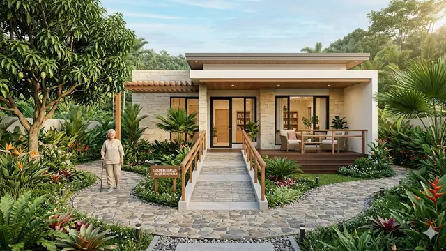 Model Rumah Lansia dengan Area Jalan Pagi