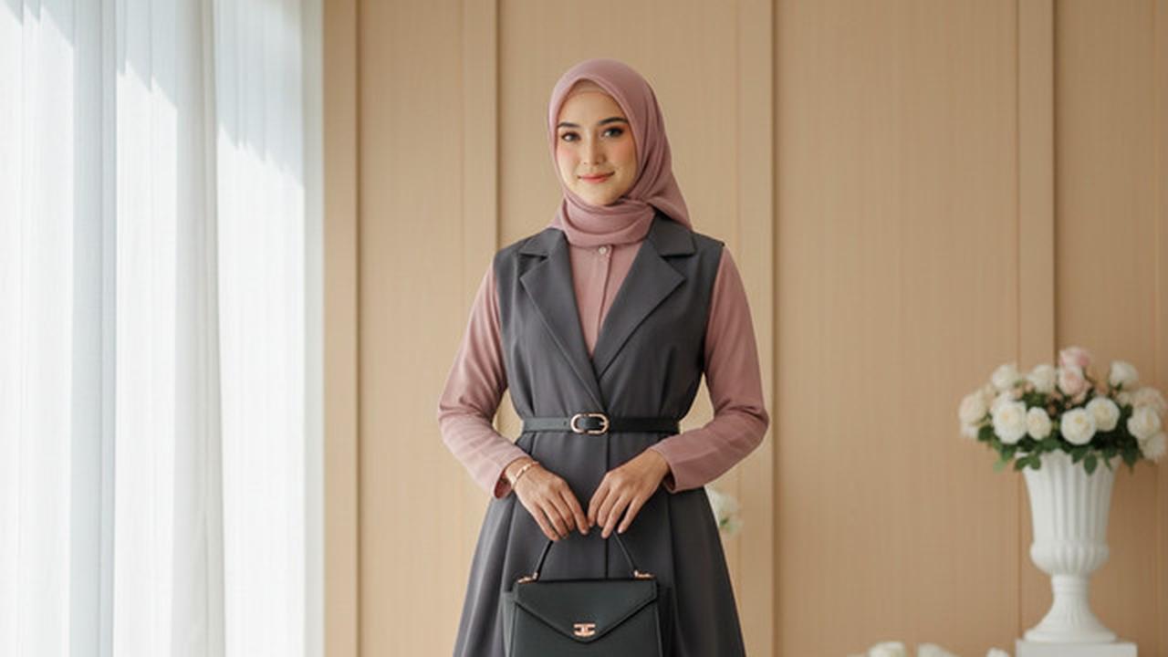 7 Model Gamis Terbaru Kombinasi Rompi, Tampil Modis dan Elegan untuk Segala Acara