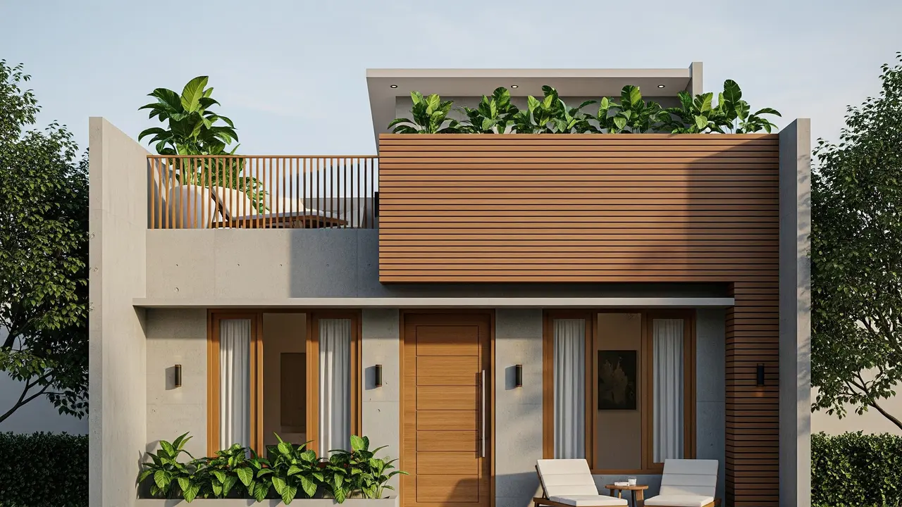 Denah Rumah 1 Lantai dengan Rooftop untuk Nongkrong Bareng Teman