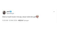 Cuitan Bulan Mei Lama Berakhir Ini Bikin Senyum. (Sumber: Twitter/@andihiyat)