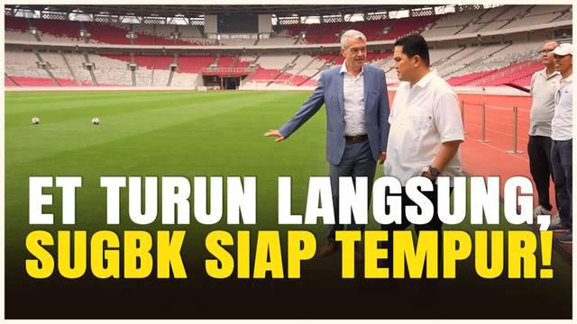 Ketua PSSI, Erick Thohir bersama perwakilan FIFA, Theodoer Giannikos, melakukan sidak di Stadion Utama Gelora Bung Karno, Sabtu (24/5/2025). Hal ini dilakukan jelang laga Timnas Indonesia vs China pada Kamis 5 Juni 2025.