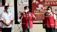 Ketua Umum PMI Jusuf Kalla menyatakan turut prihatin atas bencana gempa Turki berkekuatan Magnitudo 7,0 sekaligus PMI siap bantu bila dibutuhkan usai pengarahan di Markas PMI Bali Jalan Imam Bonjol, Denpasar, Sabtu (31/10/2020). (Tim Komunikasi Jusuf Kalla/JK)