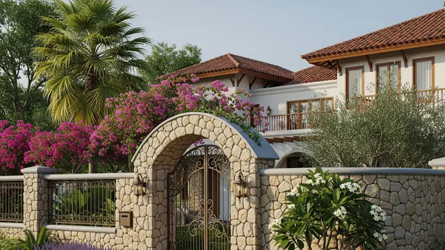 Model Pagar Batu Alam Gaya Mediterania