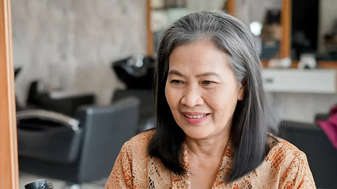 Model Rambut untuk Ibu-Ibu Berhijab Usia 50 Tahun