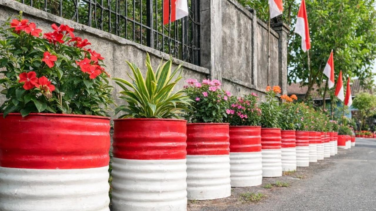 Ide Hiasan Jalan Kampung 17 Agustus dengan Barang Bekas yang Hemat Biaya (AI Generated)