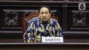Hakim Konstitusi Suhartoyo terpilih menjadi Ketua MK melalui rapat pleno yang dihadiri sembilan hakim konstitusi untuk menggantikan Hakim Konstitusi Anwar Usman yang diberhentikan karena melakukan pelanggaran berat kode etik. (Liputan6.com/Angga Yuniar)