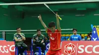 Tunggal putra Firman Abdul Kholik membawa Indonesia menyamakan skor 1-1 melawan Korea di semifinal Asia Junior Championships 2015 (Humas PP PBSI)