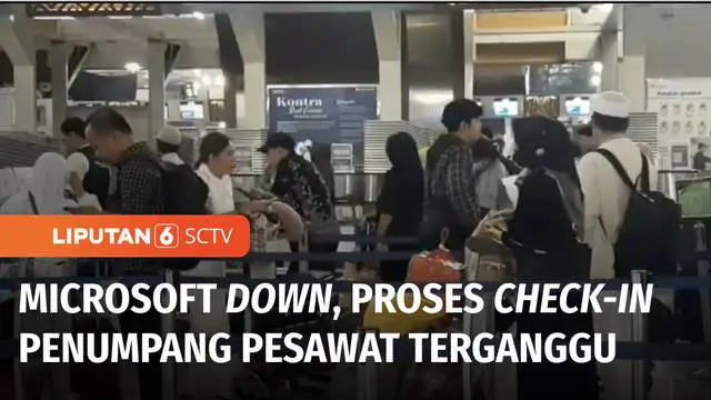 Gangguan secara global pada sistem operasi Microsoft Windows berdampak pada sistem layanan check in konter penumpang di Terminal 3 Bandara Soekarno Hatta. Akibatnya antrean panjang penumpang pun terjadi di sejumlah konter maskapai.