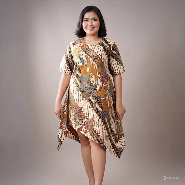 Model Dress Batik Kekinian untuk Orang Gemuk
