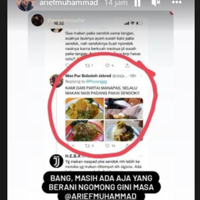 Pakai Tangan atau Sendok, Arief Muhammad dan Kakak Fuji Berdebat Cara Makan Nasi Padang