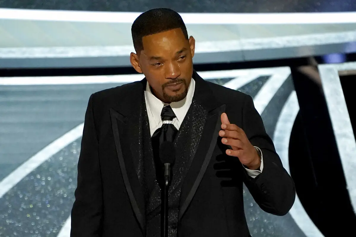 Will Smith di Piala Oscar 2022. (AP Photo/Chris Pizzello)