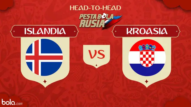 Berikut head to head Piala Dunia Rusia 2018: Islandia vs Kroasia.