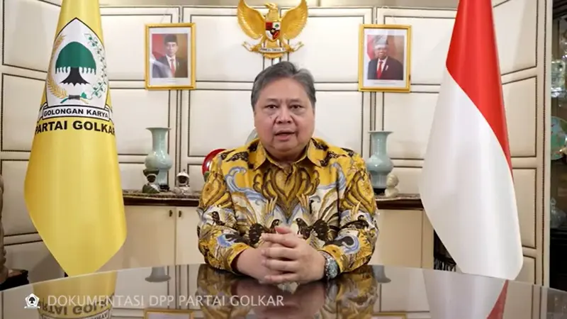 Airlangga Hartarto menyampaikan Pidato Resmi Pengunduran Diri sebagai Ketua Umum Partai Golkar.