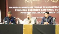 Komisi Pemilihan Umum (KPU) DK Jakarta menggelar Rapat Kerja Pemetaan TPS untuk Pemilihan Gubernur dan Wakil Gubernur Jakarta tahun 2024 pada tanggal 27 hingga 29 Mei 2024, di Sentul Bogor.