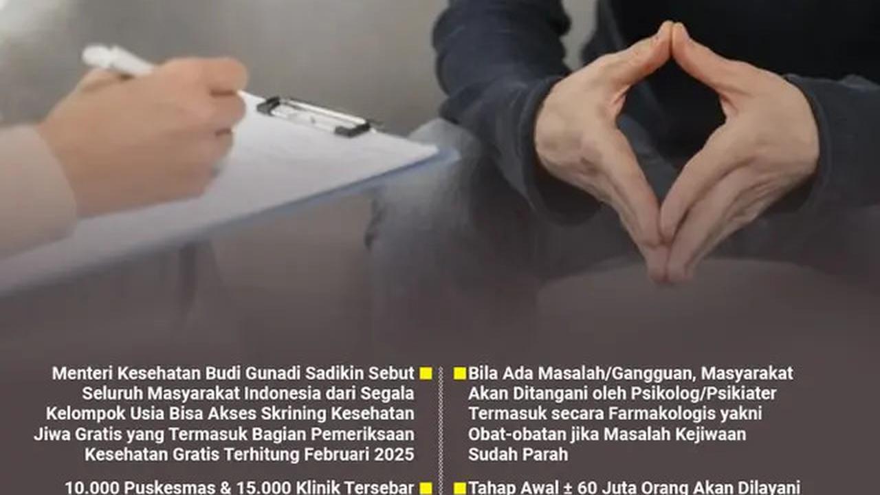 Semua Warga Indonesia Bisa Dapat Skrining Kesehatan Jiwa Gratis, Mekanismenya?