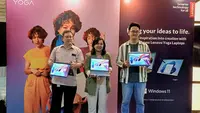 Pengenalan laptop Lenovo Yoga 9i dan Yoga 6 seri convertible pada gelaran Media Gathering di Jakarta, Kamis (29/3/2023). (Liputan6/Dinda Charmelita Trias Maharani)