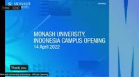 Monash University di Indonesia, kampus asing pertama di Tanah Air. (Screen Grab)