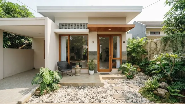Rumah 2 Kamar dengan Taman Kering di Samping Teras