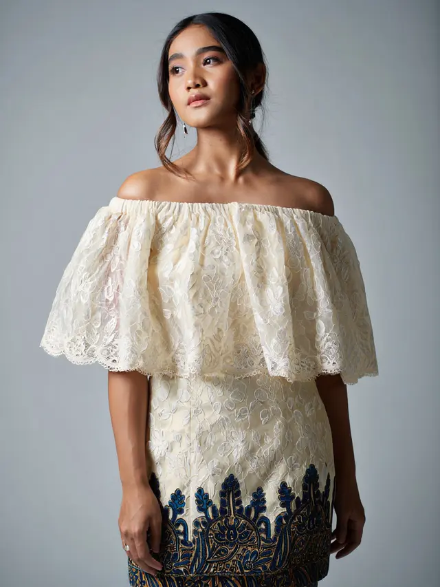 Dress Batik Brokat Kombinasi Renda