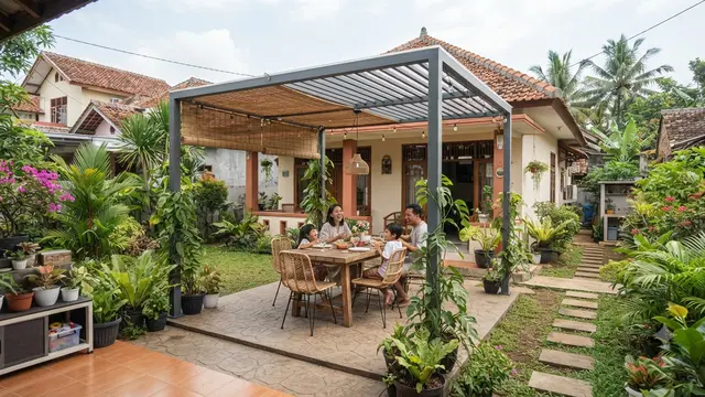Pergola Baja Tipis yang Sedang Tren Model Tipis untuk Halaman Belakang