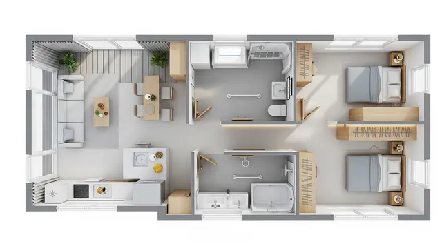 Layout Rumah Kecil yang Fungsional untuk Lansia Hidup Berdua/Gemini AI