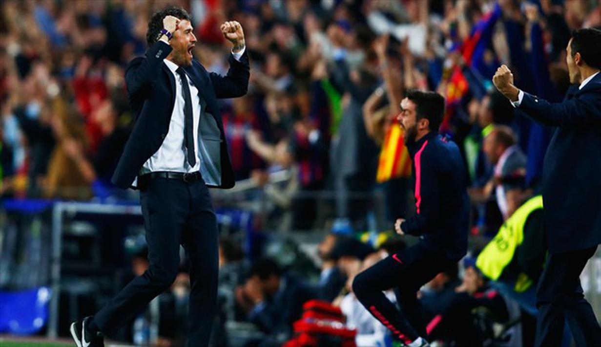 Pelatih Luis Enrique girang timnya memegang kendali permainan. Sumber: UEFA.