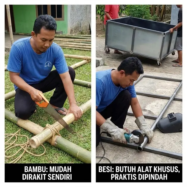 Pembuatan rangka kolam (Gemini AI)