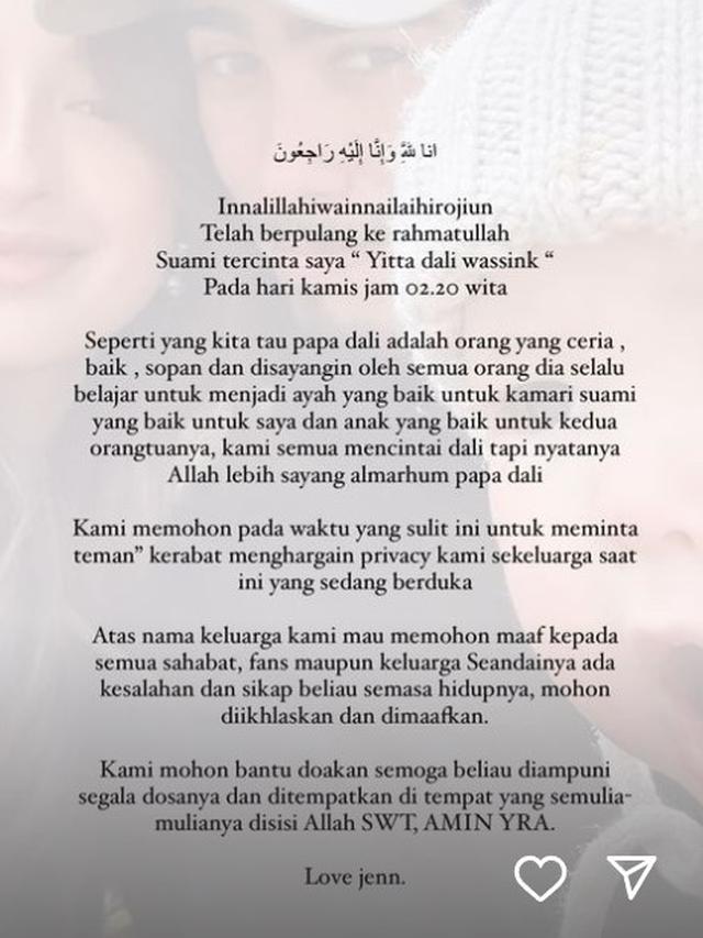 Dali Wassink Suami Jennifer Coppen Meninggal Dunia