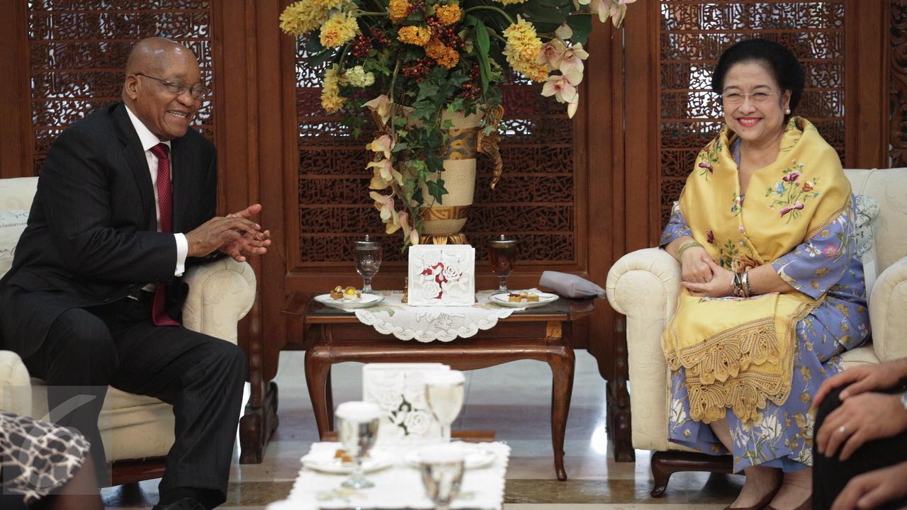 Ahok Dampingi Megawati menyambut kedatangan Presiden Afrika Selatan