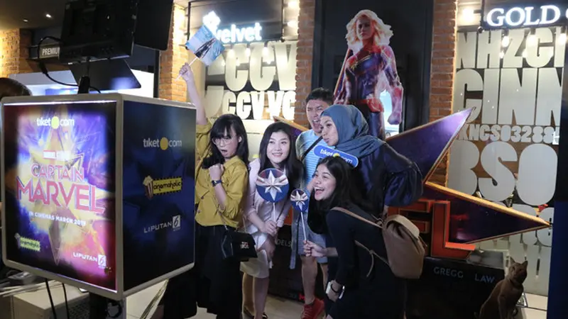 Berebut Foto dan Hadiah, Nobar Film Captain Marvel Bareng Tiket.com Berlangsung Seru Abis