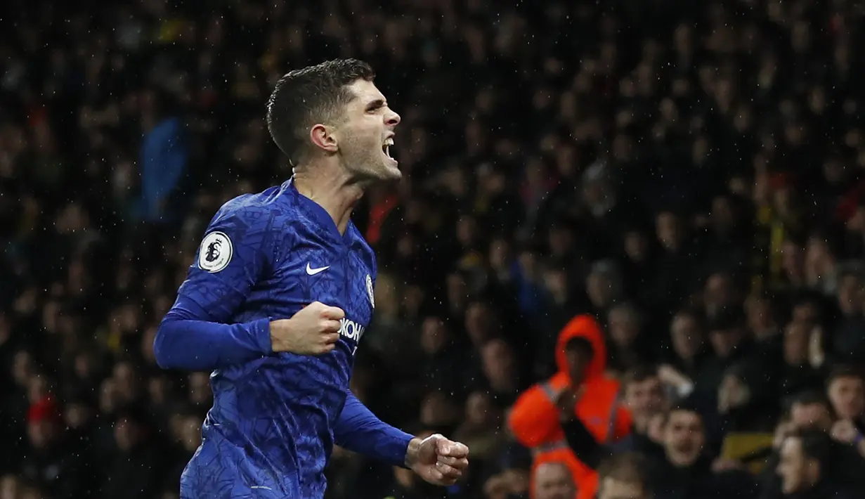5. Christian Pulisic (Borussia Dortmund ke Chelsea) - Chelsea merekrut Christian Pulisic dari Borussia Dortmund pada bursa transfer musim dingin 2019. The Blues menggelontorkan 57,5 juta pounds untuk memboyong Pulisic ke Stamford Bridge. (AFP/Adrian Dennis)