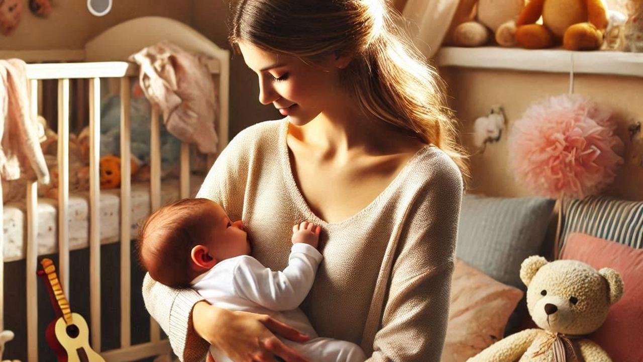 Sad Beige Mom and Baby