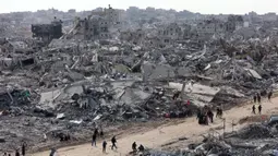 Sempat mengalami penundaan karena kesalahan teknis, kesepakatan gencatan senjata antara Israel dan Hamas di Gaza dinyatakan mulai berlaku per Minggu 19 Januari 2025. (Omar AL-QATTAA/AFP)