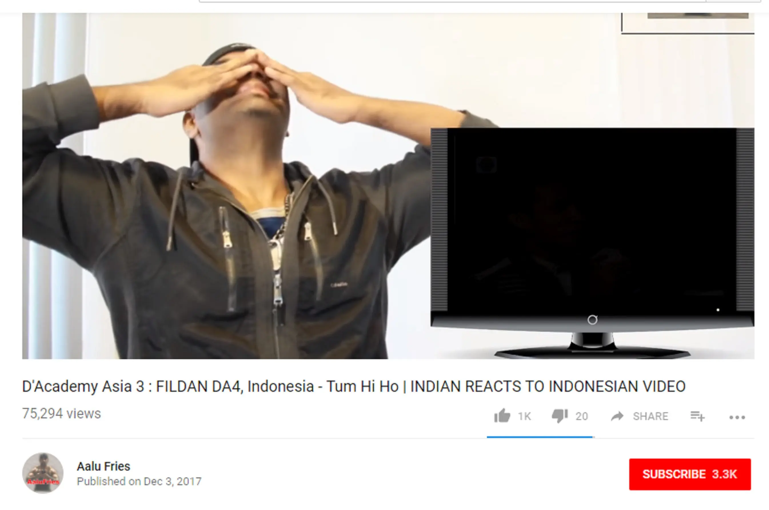 YouTuber bereaksi terhadap penampilan Fildan DA4  (YouTube/ Aalu Fries)
